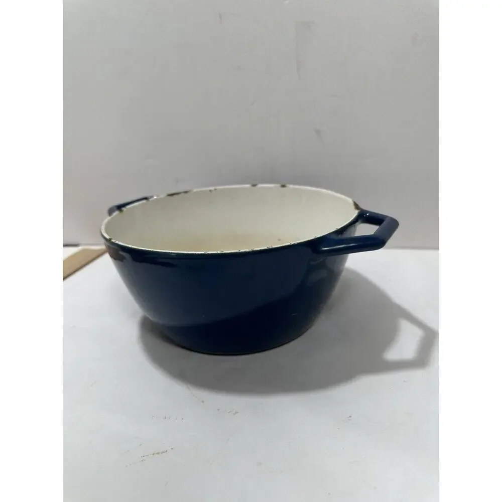 Copco D2 Blue Enameled Cast Iron Sauce Pan Pot 8”x X4” Collectable Rustic Look‎